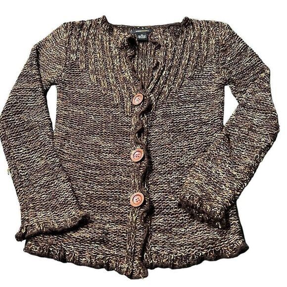BCBGMaxAzria Women's Brown Marled Button Front Cardigan Sweater Medium - Picture 1 of 13
